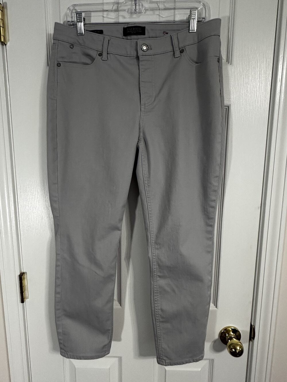 Talbots Flawless Five Pocket Petite Grey Jeans Size 12P Slim Ankle Stretch